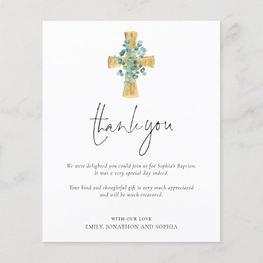 Dank PAPER Eukalyptus Cross Christening Taufe Flyer (Vorne)