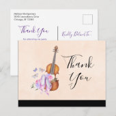 Dank Party für Geige, Ballettschuhe und Schmetterl Postkarte (Vorne/Hinten)