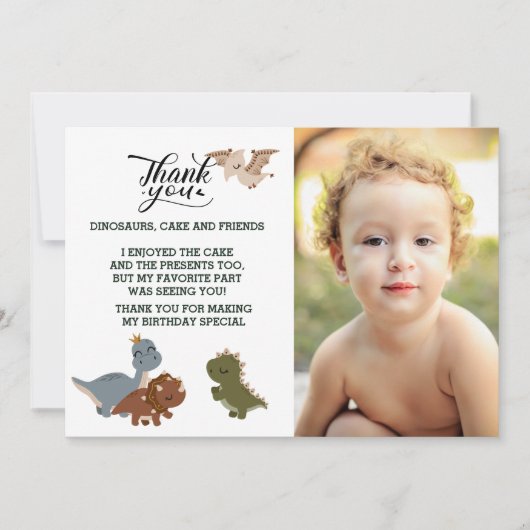 DANK - Roaring gute Zeit Dinosaurier Einladung (Vorderseite)