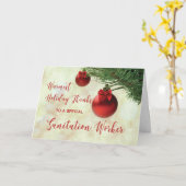 Dank Sanitation Worker Christmas Tree Ornames Karte (Gelbe Blume)