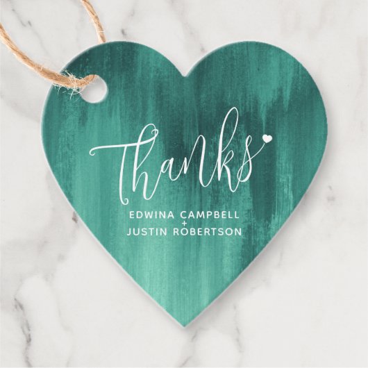 Dank smaragdgrüner abstrakter Gastgeschenk Hochzei Geschenkanhänger (Vorderseite)