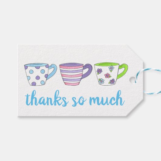 Dank so viel Pasteltee Teacups Geschenkanhänger (Vorderseite (Horizontal))