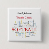 Dank Softball Coach Worte aus Gruppe, Team, Rot Button (Vorderseite)