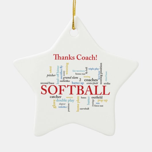 Dank Softball Coach Worte aus Gruppe, Team, Rot Keramik Ornament (Vorne)