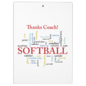 Dank Softball Coach Worte aus Gruppe, Team, Rot Klemmbrett (Rückseite)
