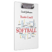 Dank Softball Coach Worte aus Gruppe, Team, Rot Klemmbrett (Rechts)