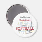 Dank Softball Coach Worte aus Gruppe, Team, Rot Magnet (Vorderseite/Rückseite)