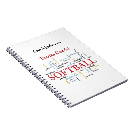 Dank Softball Coach Worte aus Gruppe, Team, Rot Notizblock (Rechte Seite)