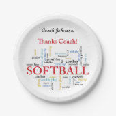 Dank Softball Coach Worte aus Gruppe, Team, Rot Pappteller (Vorderseite)