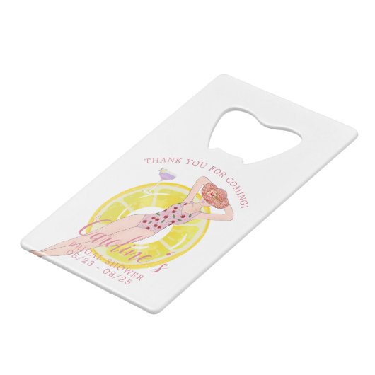 Dank Tropical Beach Brautparty Bachelorette Geldbeutel Flaschenöffner (Vorderseite Schrägansicht)