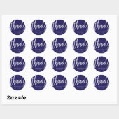 Dank Typografie Navy Blue Wedding Runder Aufkleber (Blatt)