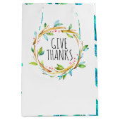 Dank Typografie rustikaler Kranz Mittlere Geschenktüte (Vorderseite)