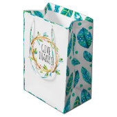 Dank Typografie rustikaler Kranz Mittlere Geschenktüte (Rückseite Schrägansicht)