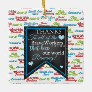 Dank unseren tapferen Mitarbeitern/ Helden Keramikornament