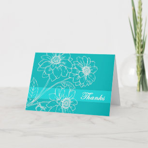 Dank-weiße Blumen-Aqua-Fahne Dankeskarte