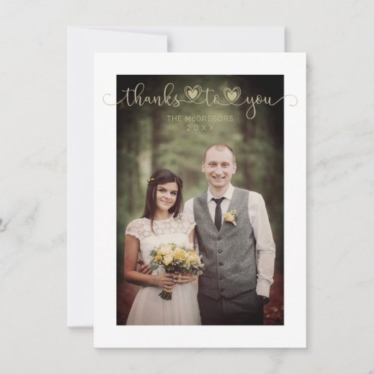 Dank You Wedding Gold Custom Whimsical Script (Vorderseite)