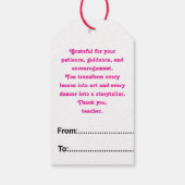 Dankbar an den Lehrer Geschenkanhänger (Rückseite)