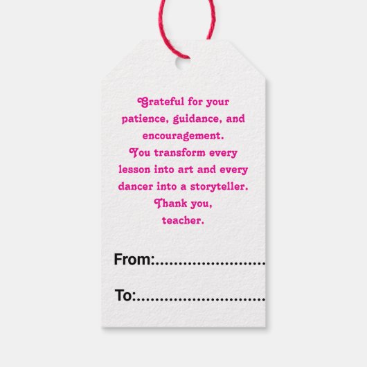 Dankbar an den Lehrer Geschenkanhänger (Rückseite)