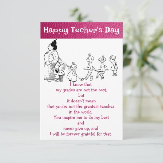 Dankbar an den Lehrer Karte (Stehend Vorderseite)