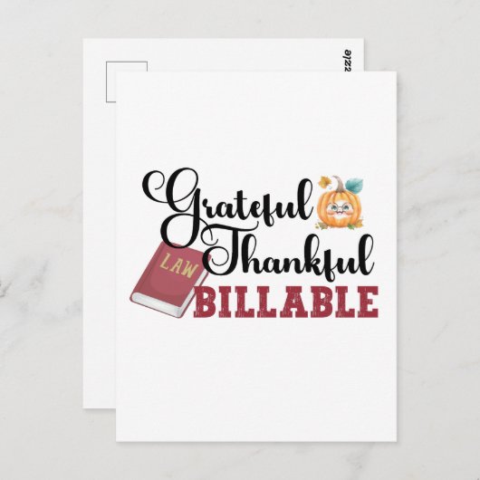 Dankbar an die Billable - Erntedank der Anwälte Postkarte (Vorne/Hinten)