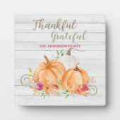 Dankbar | Autumn Fall Pumpkin Watercolor Fotoplatte (Vorderseite)