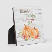 Dankbar | Autumn Fall Pumpkin Watercolor Fotoplatte (Vorderseite)