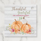 Dankbar | Autumn Fall Pumpkin Watercolor Geschenkanhänger (Rückseite)