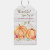 Dankbar | Autumn Fall Pumpkin Watercolor Geschenkanhänger (Rückseite)