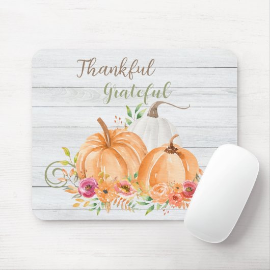 Dankbar | Autumn Fall Pumpkin Watercolor Mousepad (Mit Mouse)