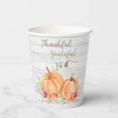 Dankbar | Autumn Fall Pumpkin Watercolor Pappbecher (Rückseite)