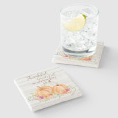 Dankbar | Autumn Fall Pumpkin Watercolor Steinuntersetzer (Seitenansicht)