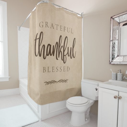 Dankbar dankbar gesegnet Brown Duschvorhang (Beispiel)