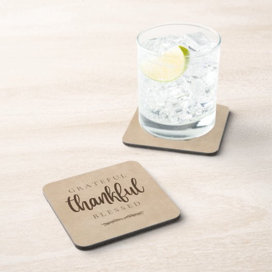 Dankbar dankbar gesegnet Brown Getränkeuntersetzer (Rechte Seite)