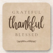 Dankbar dankbar gesegnet Brown Getränkeuntersetzer (Vorderseite)