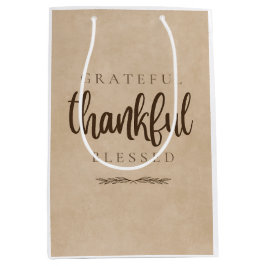 Dankbar dankbar gesegnet Brown Mittlere Geschenktüte