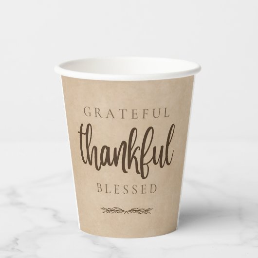 Dankbar dankbar gesegnet Brown Pappbecher (Vorderseite)