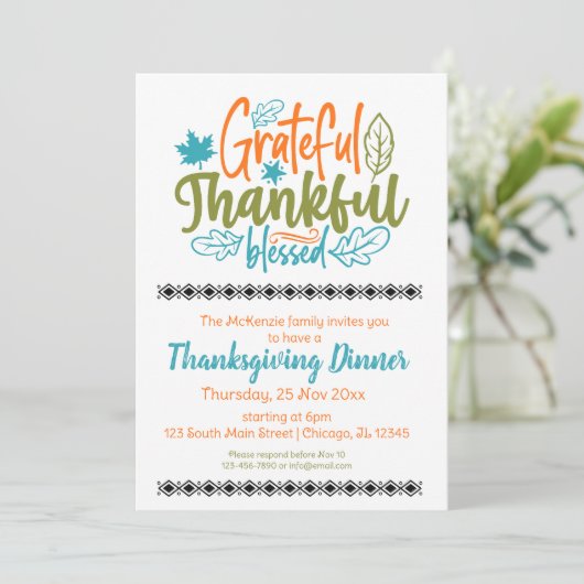 Dankbar dankbar gesegnet einladung (Stehend Vorderseite)