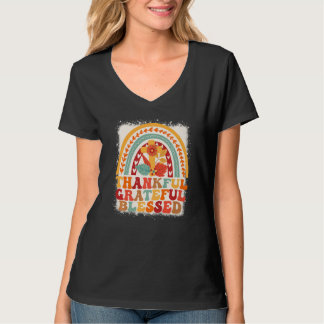 Dankbar Dankbar Gesegnet Erntedankfest Groovy Rege T-Shirt