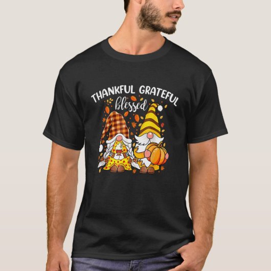 Dankbar Dankbar Gesegnet Erntedankfest Herbst Gnom T-Shirt (Vorderseite)