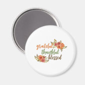Dankbar, dankbar, gesegnet, florale Typografie Magnet (Vorderseite/Rückseite)