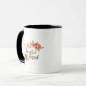 Dankbar, dankbar, gesegnet, florale Typografie Tasse (Vorderseite Links)