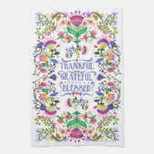 Dankbar, dankbar, gesegnet | Folk Art Blume Geschirrtuch (Vertikal)