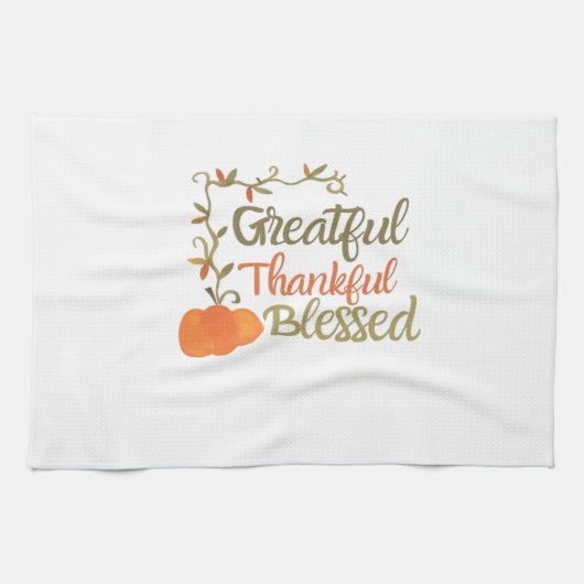 Dankbar Dankbar Gesegnet Herbst Zitat Herbst Dank Geschirrtuch (Horizontal)