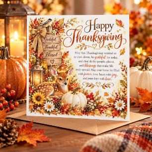 Dankbar Dankbar Gesegnet Hirsch Thanksgiving-Karte Karte