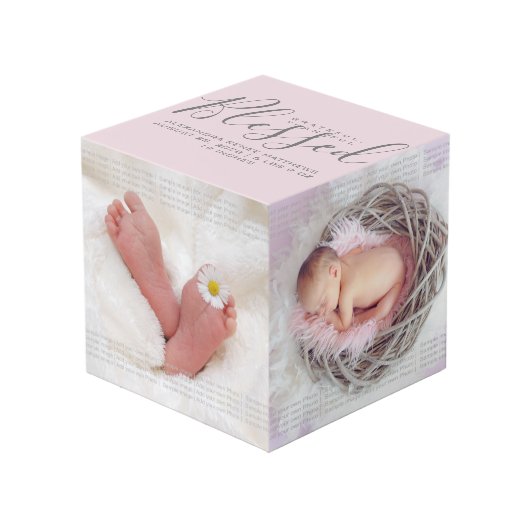 Dankbar, dankbar, gesegnet Individuelle Name und 4 Würfel (Vorderseite Schrägansicht)