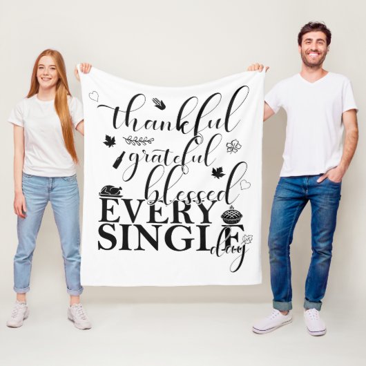 Dankbar, dankbar, gesegnet jeden Single Tag Fleecedecke (Beispiel)