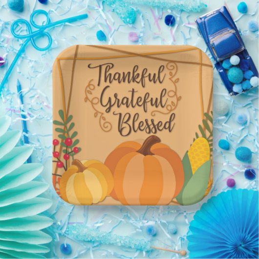 Dankbar, dankbar, gesegnet pappteller (Party)