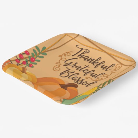 Dankbar, dankbar, gesegnet pappteller (Gewinkelt)