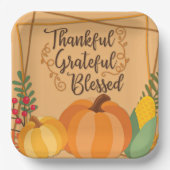 Dankbar, dankbar, gesegnet pappteller (Vorderseite)