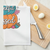 Dankbar Dankbar gesegnet Pumpkin Kitchen | Fall A Geschirrtuch (Viertel Falte)